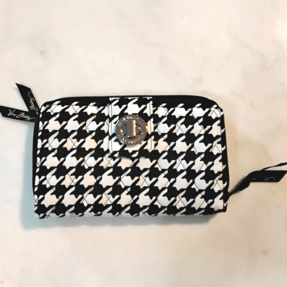 Vera Bradley Quilted Turnlock AND FULL Zip Around Wallet Midnight Houndstooth - Picture 7 of 10